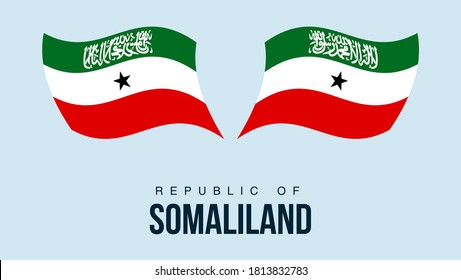 Somaliland flag state symbol isolated on background national banner. Greeting card National Independence Day of the Republic of Somaliland. Illustration banner with realistic state flag.