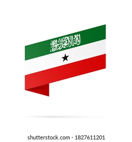 Somaliland flag state symbol isolated on background national banner. Greeting card National Independence Day of the Republic of Somaliland. Illustration banner with realistic state flag.