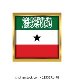 Somaliland Flag Vector Square Icon - Illustration, Flag of Somaliland. Abstract concept, icon,golden square, button. Raster illustration on white background.