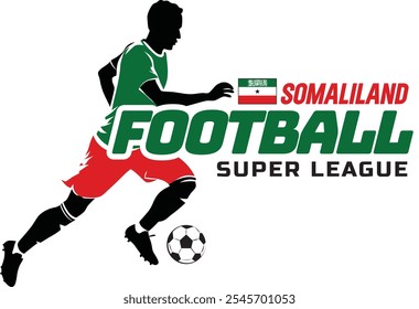 Somaliland football league, Soccer ball, Football logo, Footballer Kick the Ball isolated on white background, Vector Illustration