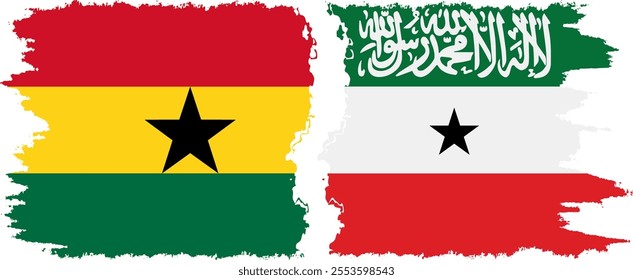 Somaliland and Ghana grunge flags connection, vector