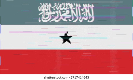 Vector Video de bandera de falla de Somalilandia, distorsión dividida RGB, ilustración de marco abstracto digital