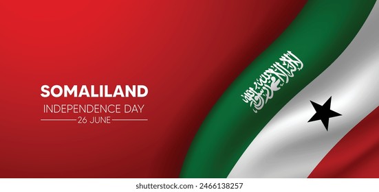 Somaliland Independence Day 26 June waving flag vector poster