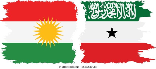 Somaliland and  Kurdistan grunge flags connection, vector