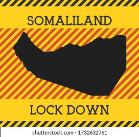 Signo de bloqueo de Somaliland. Icono de peligro de pandemia en el país amarillo. Ilustración vectorial.