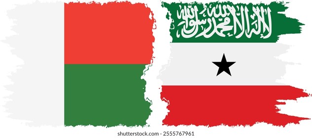 Somaliland and Madagascar grunge flags connection, vector