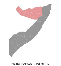 Somaliland map with administrative divisions. Vector illustration.