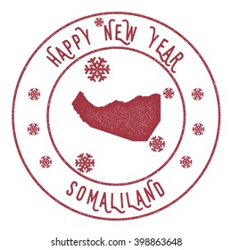 Somaliland map stamp. Retro Happy New Year Somaliland Stamp. Stylised rubber stamp with Somaliland map and Happy New Year text, vector illustration.