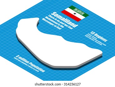 Somaliland map vector three dimensional