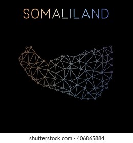 Somaliland network map. Abstract polygonal Somaliland network map design. Map of Somaliland network connections. Vector illustration.