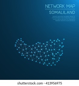 Somaliland network map. Abstract polygonal map design. Internet connections vector illustration.