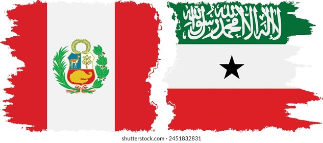Somaliland and Peru grunge flags connection, vector