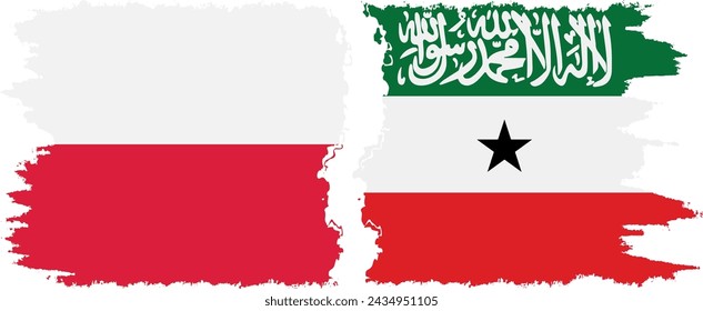 Somaliland und Polen Grunge Flaggen Verbindung, Vektor