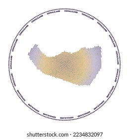 Somaliland round logo. Digital style shape of Somaliland in dotted circle with country name. Tech icon of the country with gradiented dots. Modern vector illustration.