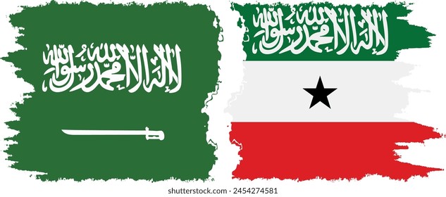 Somaliland and Saudi Arabia grunge flags connection, vector