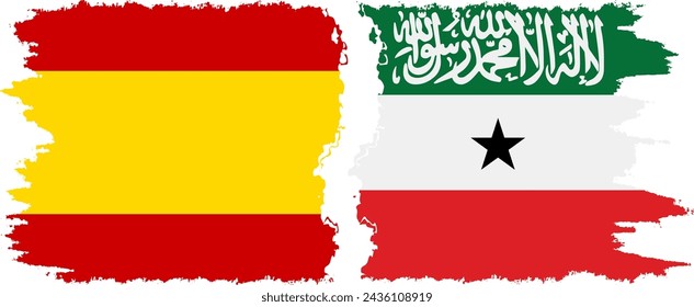 Somaliland and Spain grunge flags connection, vector