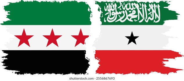 Somaliland and Syrian Revolution grunge flags connection, vector