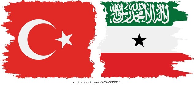 Somaliland and Turkey grunge flags connection, vector