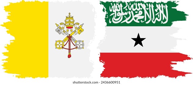 Somaliland and Vatican grunge flags connection, vector