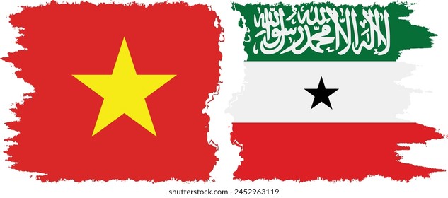 Somaliland and Vietnam grunge flags connection, vector