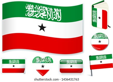 Somalilandian national flag. Vector illustration. 3 layers. Shadows, flat flag, lights and shadows. Collection of 220 world flags. Accurate colors. Easy changes.