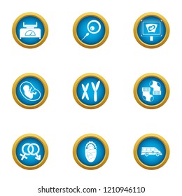 Somatic cell icons set. Flat set of 9 somatic cell vector icons for web isolated on white background