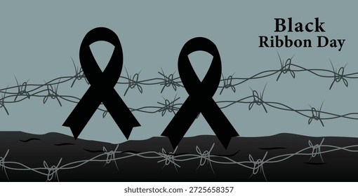 Colección negra sombría de la Ilustración vectorial del día de la cinta para el recuerdo