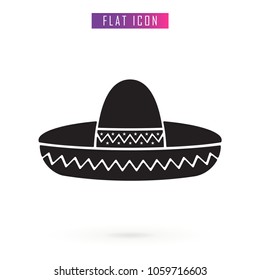 Sombrero Black. Vector Icon. Element for decoration in Flat design. for Cinco de Mayo