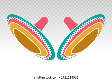 Sombrero / colorful Mexican hat flat icon on a transparent background