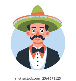 Sombrero culture character illustration in flat style 