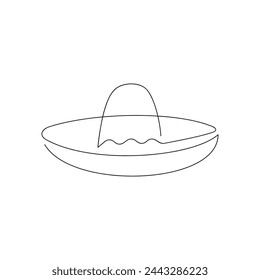 Sombrero dibujado en una línea continua. Dibujo de una línea, minimalismo. Ilustración vectorial.