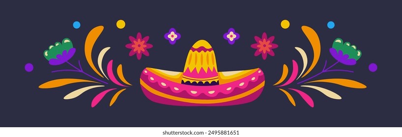 Sombrero with Floral Elements vecor