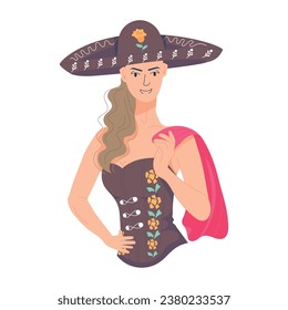 Sombrero girl flat icon is up for premium use 