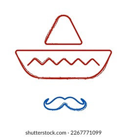 sombrero hat brush on white background, vector illustration.