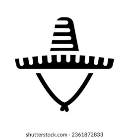sombrero hat cap glyph icon vector. sombrero hat cap sign. isolated symbol illustration