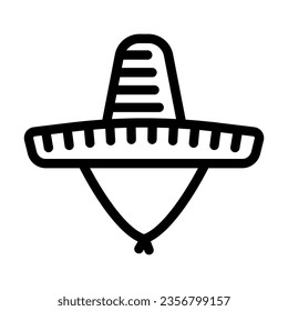 sombrero hat cap line icon vector. sombrero hat cap sign. isolated contour symbol black illustration
