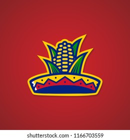 sombrero hat corn mexican restaurant logo sticker emblem