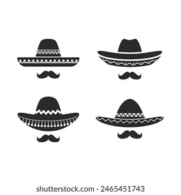 Sombrero hat icon flat design vector