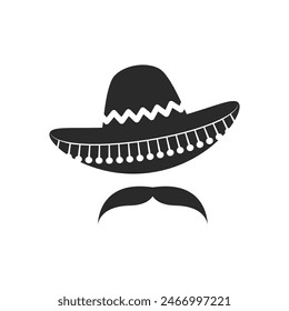 Sombrero hat icon flat design vector