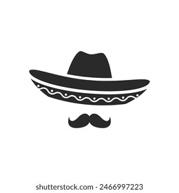 Sombrero hat icon flat design vector