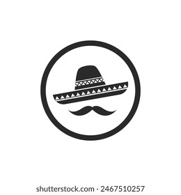 Sombrero hat icon flat design vector