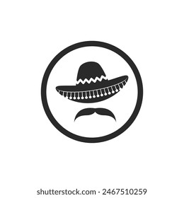 Sombrero hat icon flat design vector