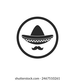 Sombrero hat icon flat design vector