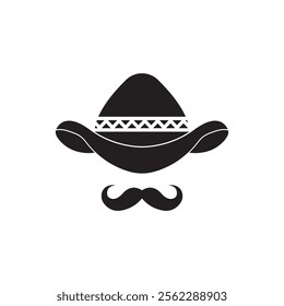 Sombrero hat icon flat design vector