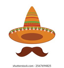 Sombrero hat icon flat design vector