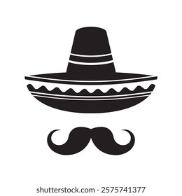 Sombrero hat icon flat design vector