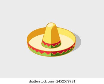 Sombrero hat isometric vector illustration with shadow