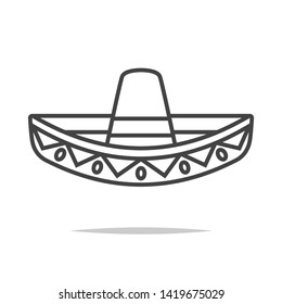 Sombrero hat line icon vector isolated