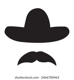 Sombrero hat and mustache. Concept octoberfest. Cinco de Mayo mexican celebration vector icon illustration. 11:11