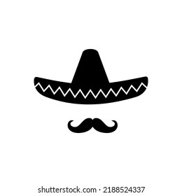 sombrero hat and mustache vector icon